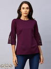 Purple Colour Latest Fancy Stylish Lycra Russel Net Party Wear Ladies Top Collection 2783